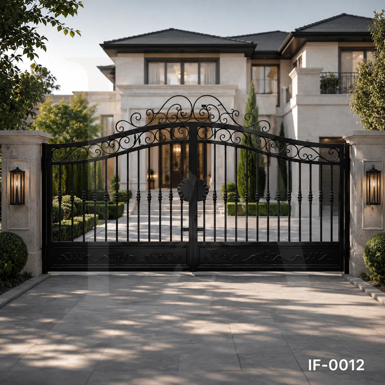 Luxury Scroll Top Wrought Iron Driveway Gate