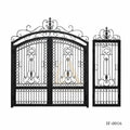 Mediterranean Villa Wrought Iron Driveway Gate with Matching Pedestrian Door