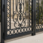 Mediterranean Villa Wrought Iron Driveway Gate with Matching Pedestrian Door