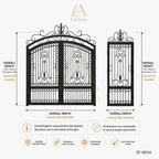 Mediterranean Villa Wrought Iron Driveway Gate with Matching Pedestrian Door