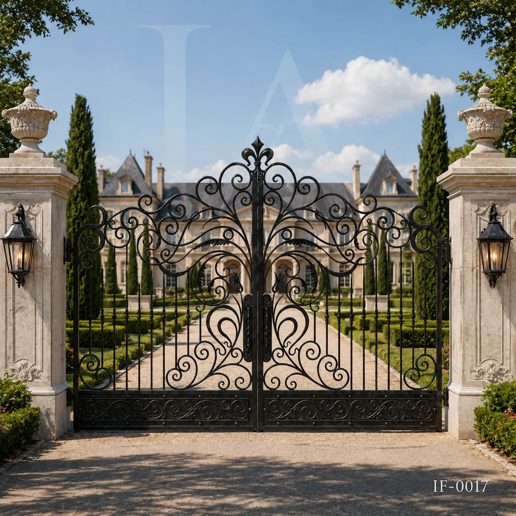 Grand Baroque Wrought Iron Estate Driveway Gate