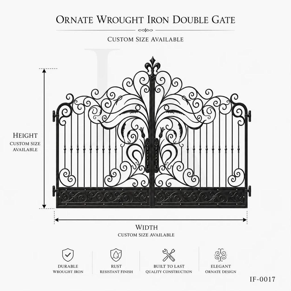 Grand Baroque Wrought Iron Estate Driveway Gate