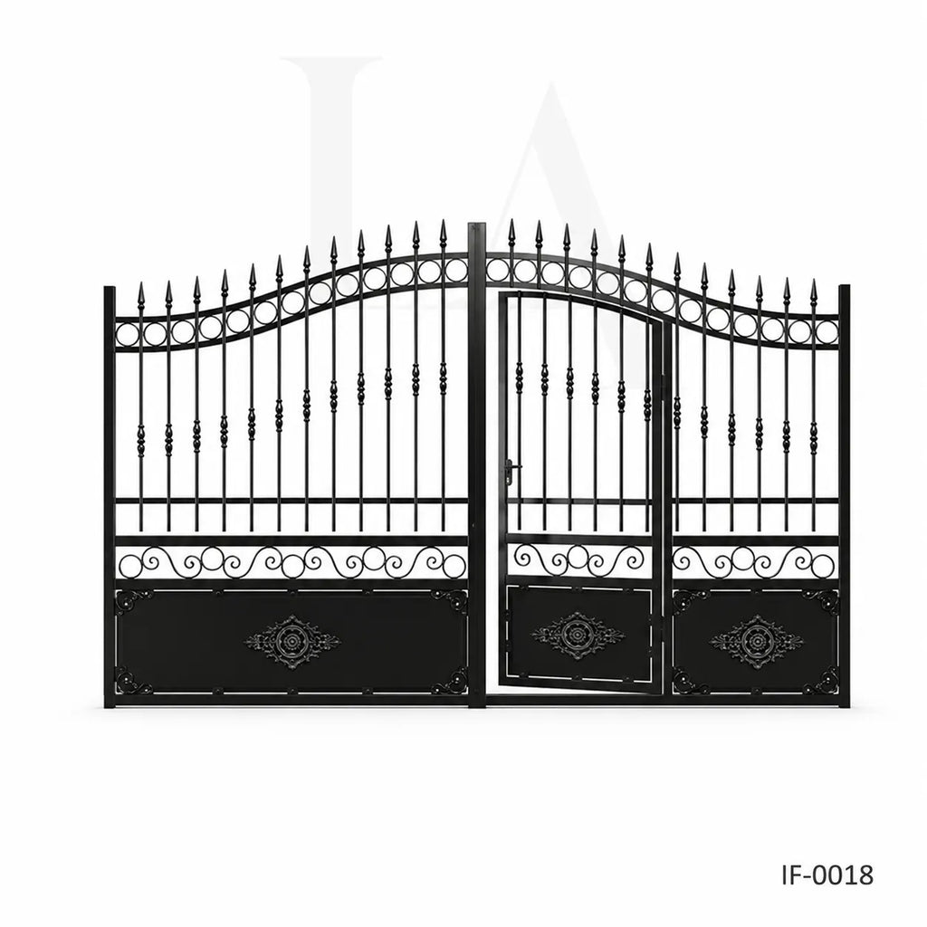 Classic Estate Wrought Iron Driveway Gate with Integrated Pedestrian Door