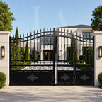 Classic Estate Wrought Iron Driveway Gate with Integrated Pedestrian Door