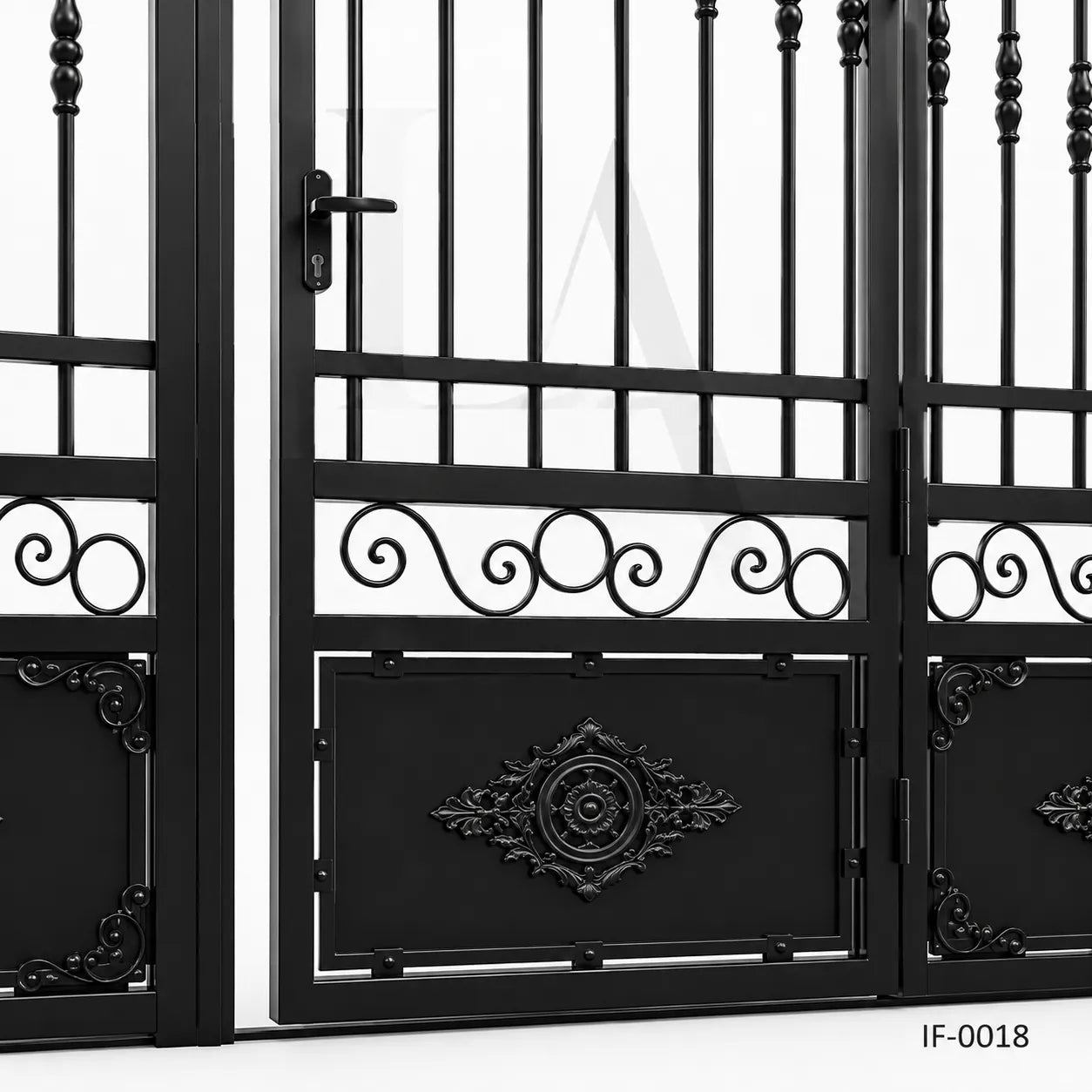 Classic Estate Wrought Iron Driveway Gate with Integrated Pedestrian Door