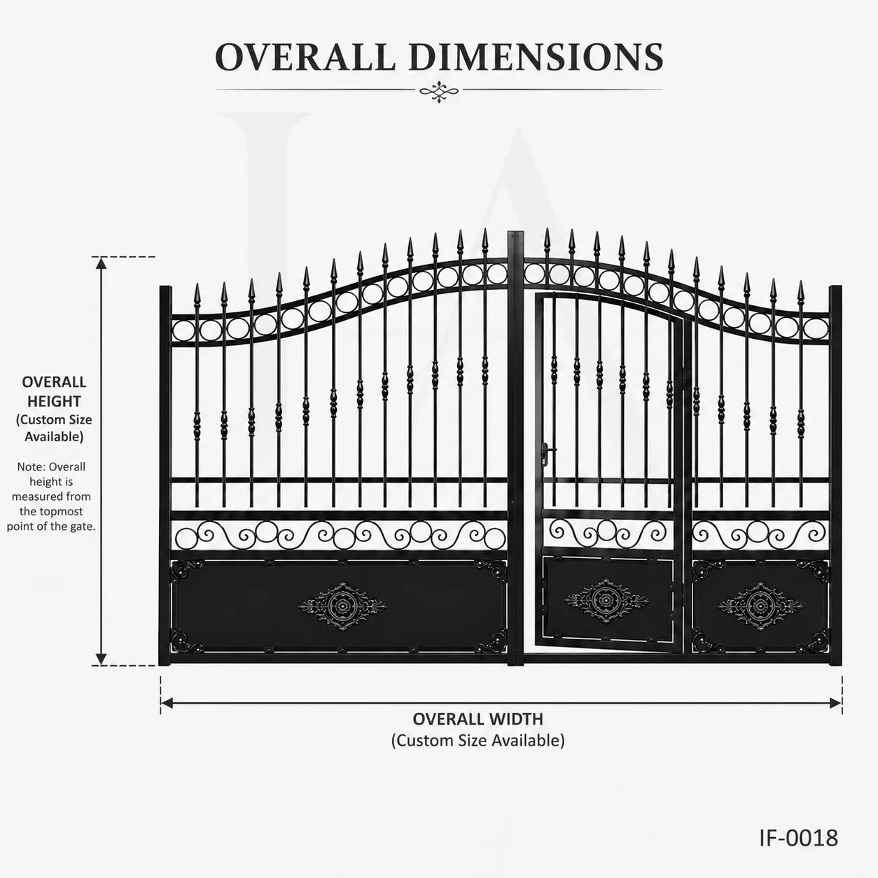 Classic Estate Wrought Iron Driveway Gate with Integrated Pedestrian Door