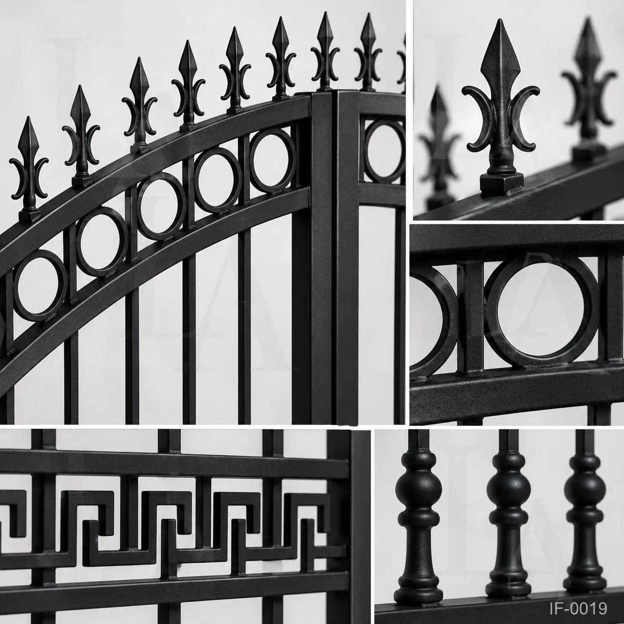 Neo-Classical Wrought Iron Driveway Gate with Greek Key Accents