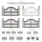 Neo-Classical Wrought Iron Driveway Gate with Greek Key Accents