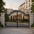 Neo-Classical Wrought Iron Driveway Gate with Greek Key Accents