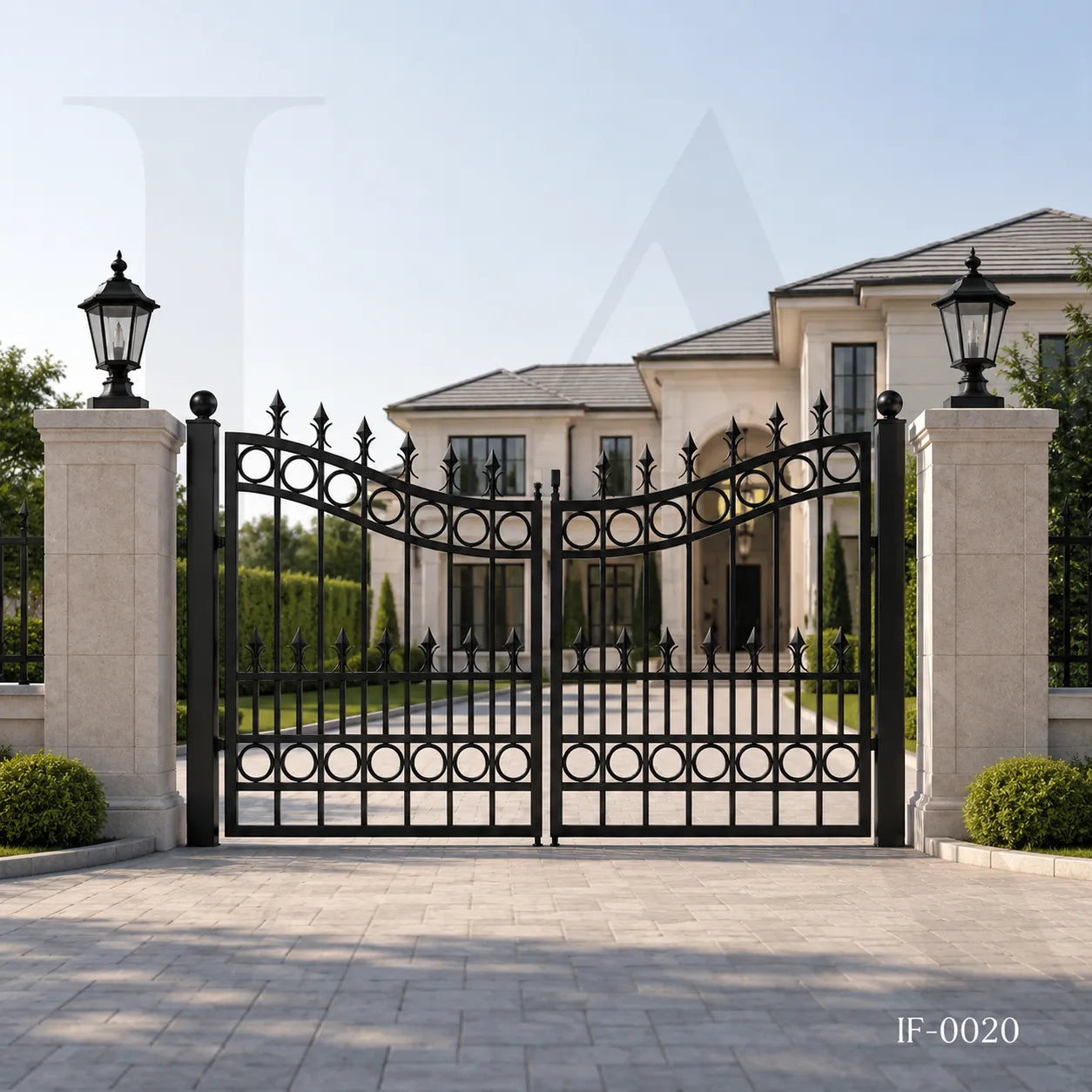 Heritage Ring Motif Wrought Iron Estate Gate