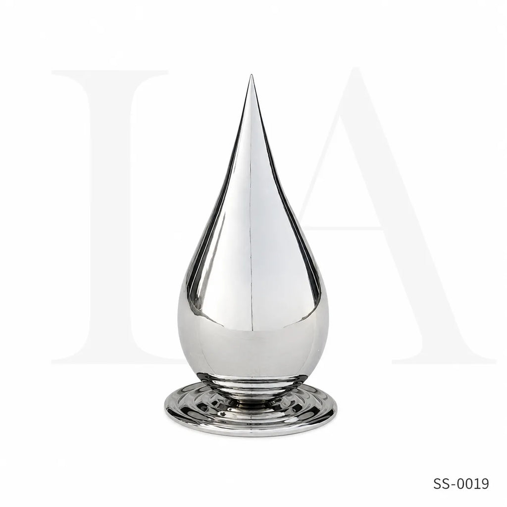 Monumental Mirror Polished Stainless Steel Teardrop Sculpture for Contemporary Public Spaces