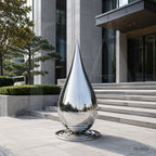 Monumental Mirror Polished Stainless Steel Teardrop Sculpture for Contemporary Public Spaces