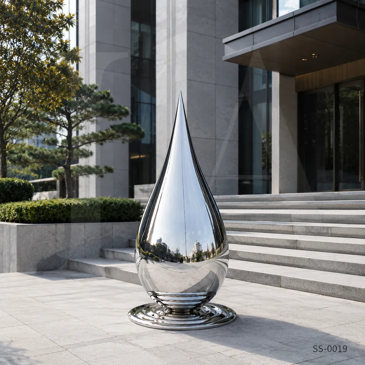 Monumental Mirror Polished Stainless Steel Teardrop Sculpture for Contemporary Public Spaces
