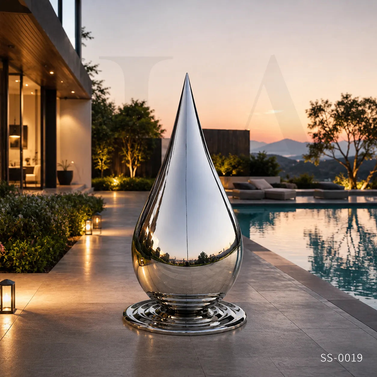 Monumental Mirror Polished Stainless Steel Teardrop Sculpture for Contemporary Public Spaces