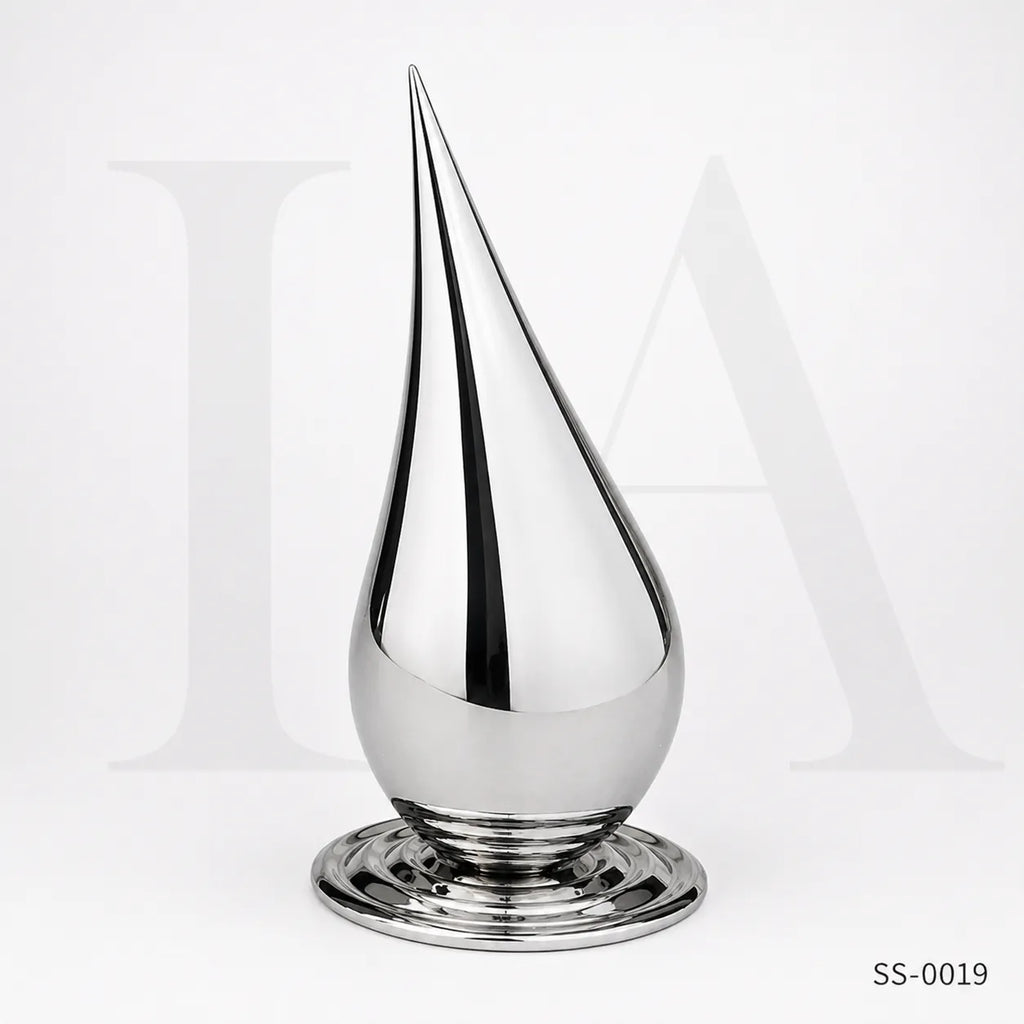 Monumental Mirror Polished Stainless Steel Teardrop Sculpture for Contemporary Public Spaces