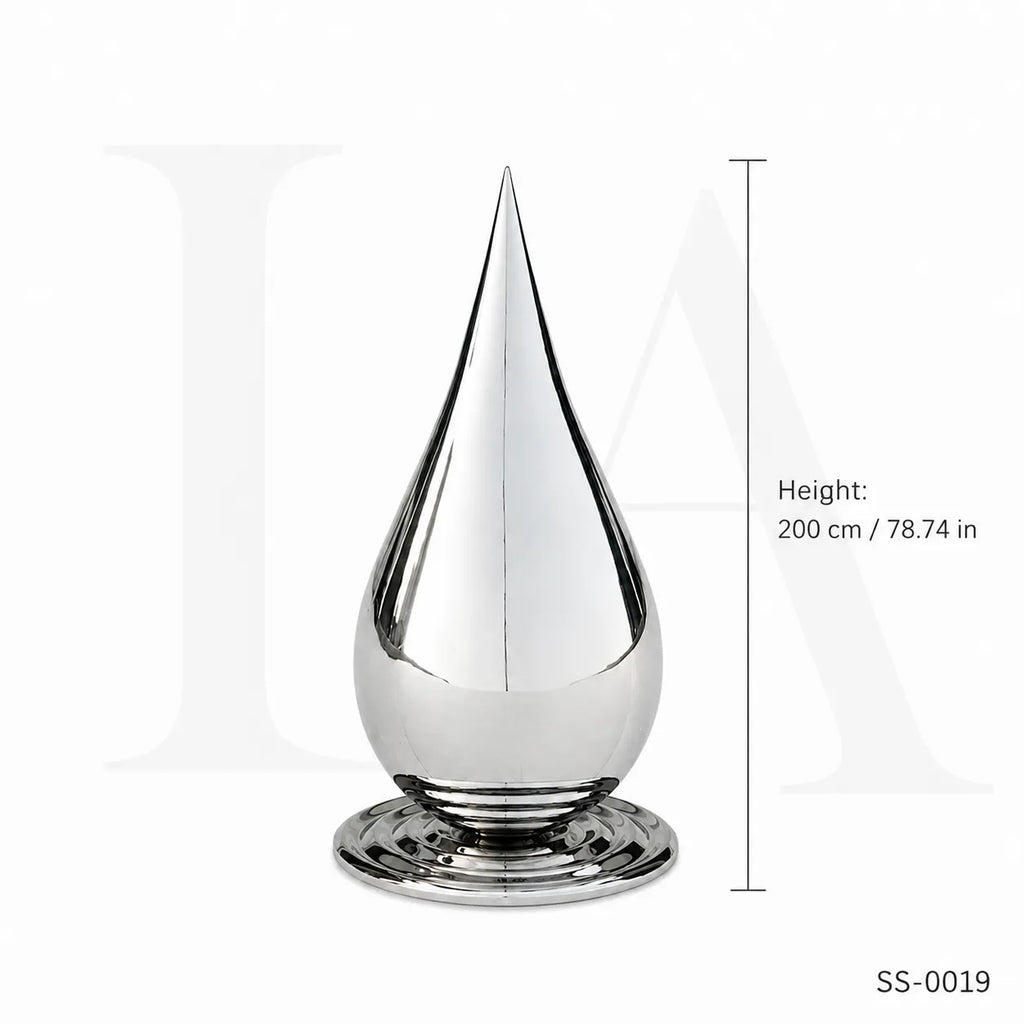 Monumental Mirror Polished Stainless Steel Teardrop Sculpture for Contemporary Public Spaces