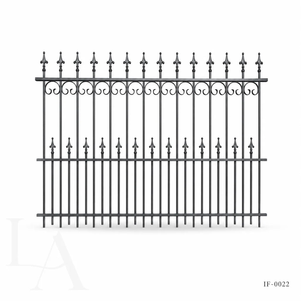 Traditional Wrought Iron Spear Top Estate Fence Panel