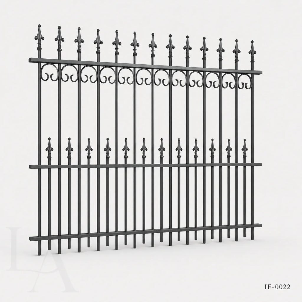 Traditional Wrought Iron Spear Top Estate Fence Panel