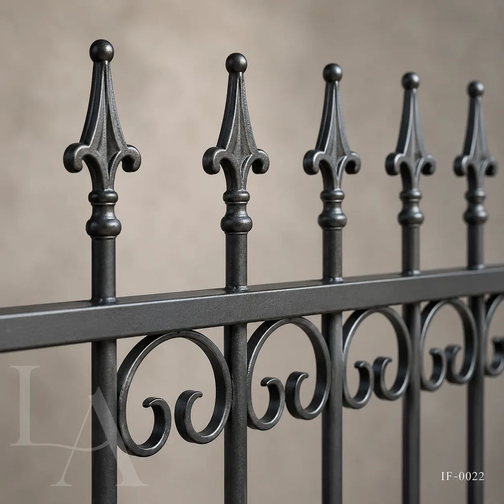 Traditional Wrought Iron Spear Top Estate Fence Panel