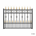 Traditional Black & Gold Wrought Iron Estate Fence Panel
