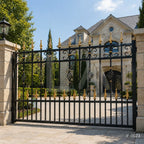 Traditional Black & Gold Wrought Iron Estate Fence Panel