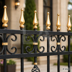 Traditional Black & Gold Wrought Iron Estate Fence Panel