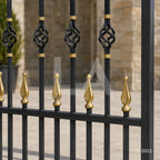 Traditional Black & Gold Wrought Iron Estate Fence Panel