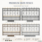 Traditional Black & Gold Wrought Iron Estate Fence Panel