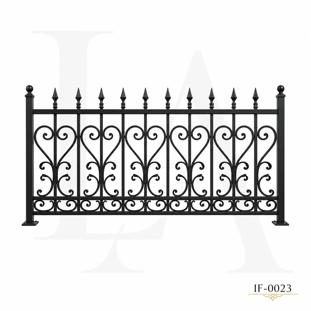 Classic Scrollwork Wrought Iron Garden Fence Panel