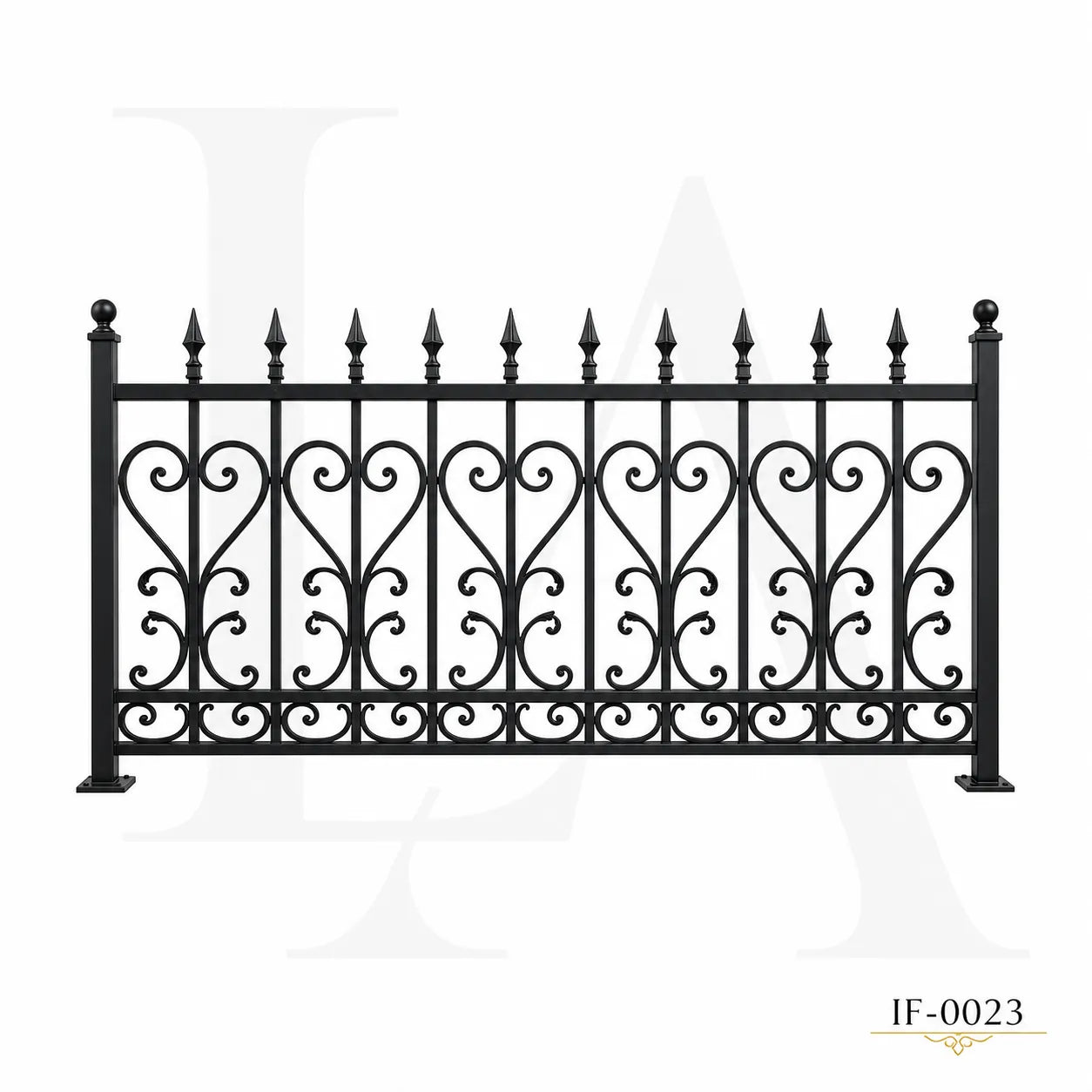 Classic Scrollwork Wrought Iron Garden Fence Panel