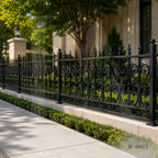Classic Scrollwork Wrought Iron Garden Fence Panel