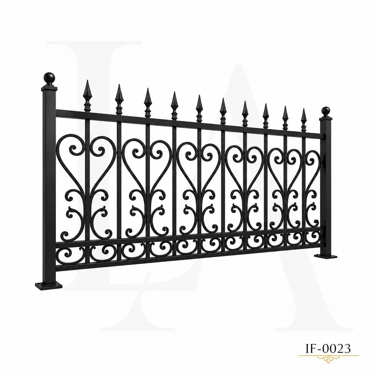 Classic Scrollwork Wrought Iron Garden Fence Panel
