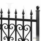 Classic Scrollwork Wrought Iron Garden Fence Panel