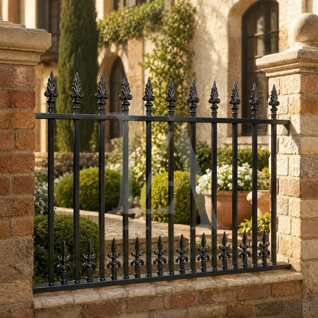 Victorian Fleur-de-Lis Wrought Iron Garden Fence Panel