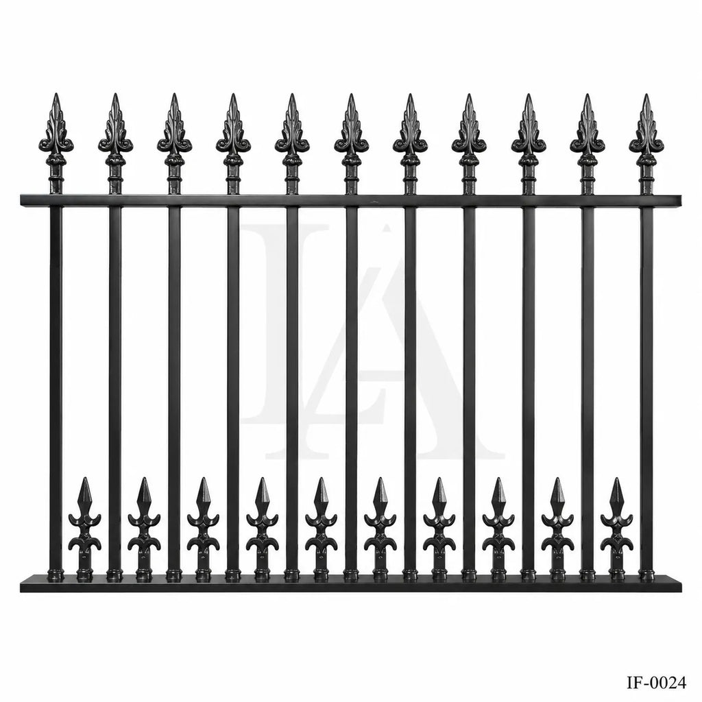 Victorian Fleur-de-Lis Wrought Iron Garden Fence Panel