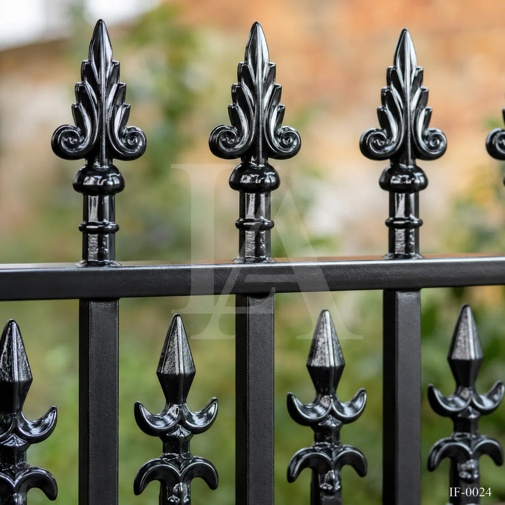 Victorian Fleur-de-Lis Wrought Iron Garden Fence Panel
