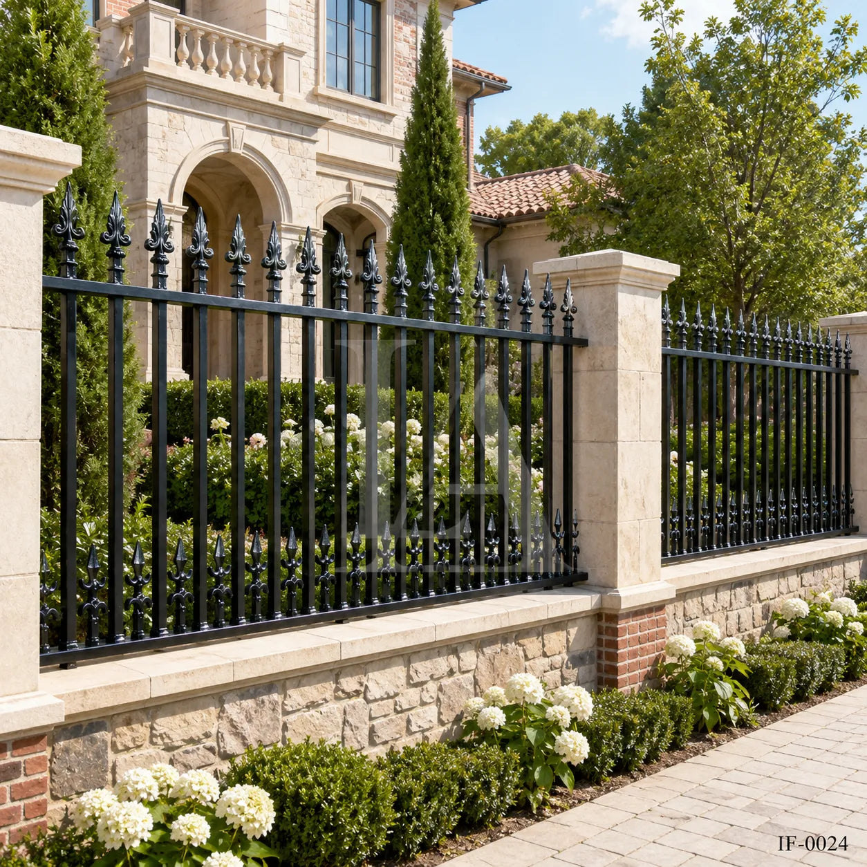 Victorian Fleur-de-Lis Wrought Iron Garden Fence Panel