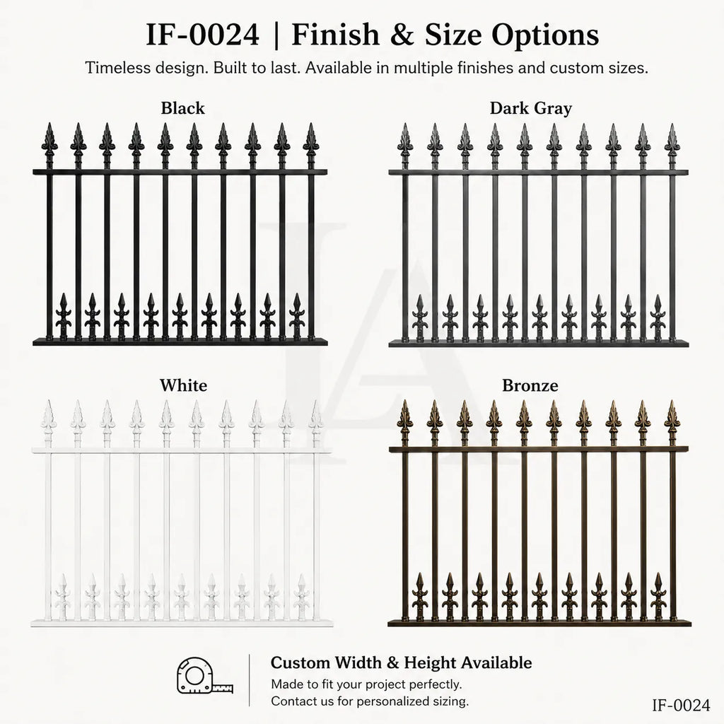 Victorian Fleur-de-Lis Wrought Iron Garden Fence Panel