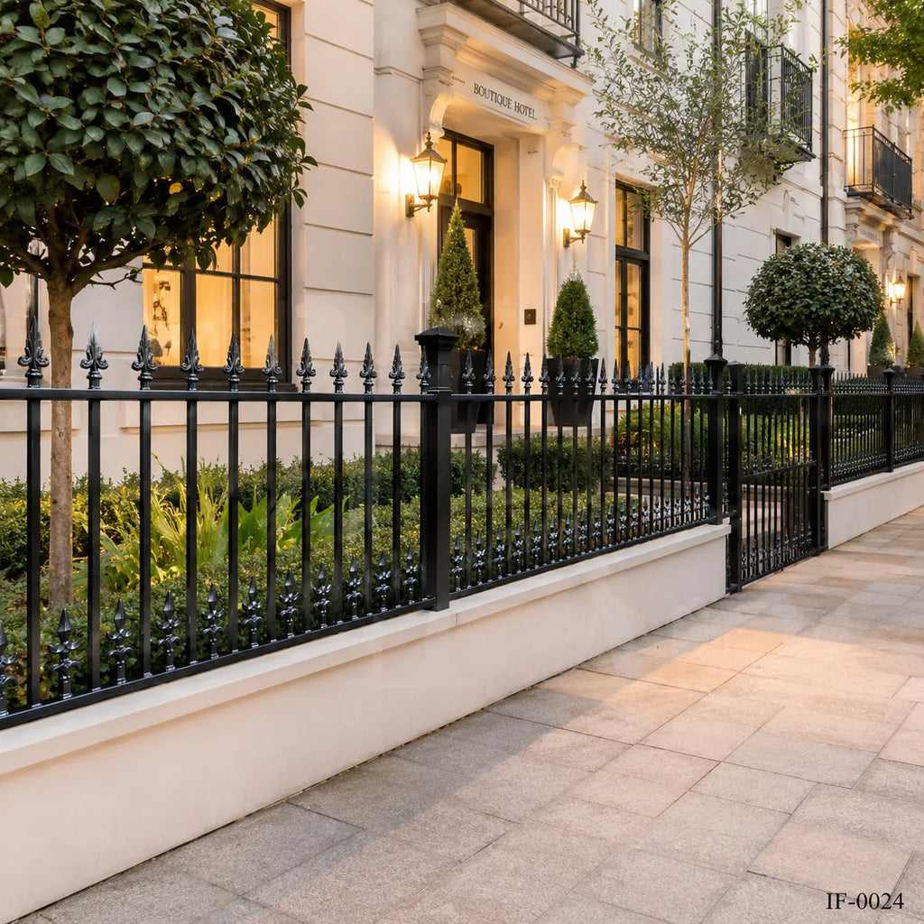 Victorian Fleur-de-Lis Wrought Iron Garden Fence Panel