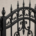 Baroque Scroll Crest Wrought Iron Estate Fence Panel