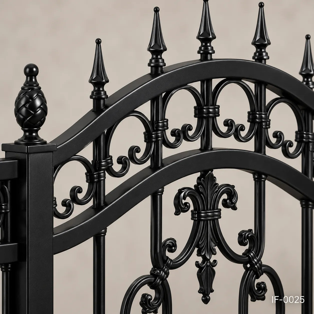 Baroque Scroll Crest Wrought Iron Estate Fence Panel