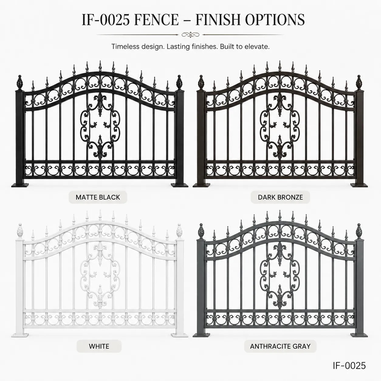 Baroque Scroll Crest Wrought Iron Estate Fence Panel