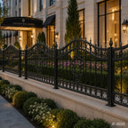 Baroque Scroll Crest Wrought Iron Estate Fence Panel