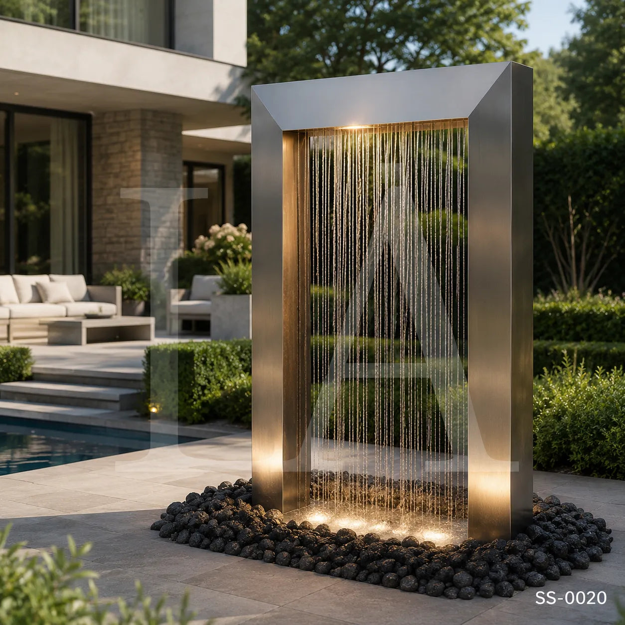 Modern Stainless Steel Rain Curtain Sculpture Fountain