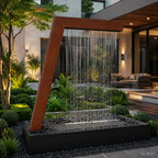 Modern Corten Steel Rain Curtain Water Sculpture