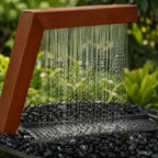 Modern Corten Steel Rain Curtain Water Sculpture