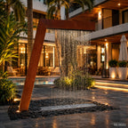 Modern Corten Steel Rain Curtain Water Sculpture