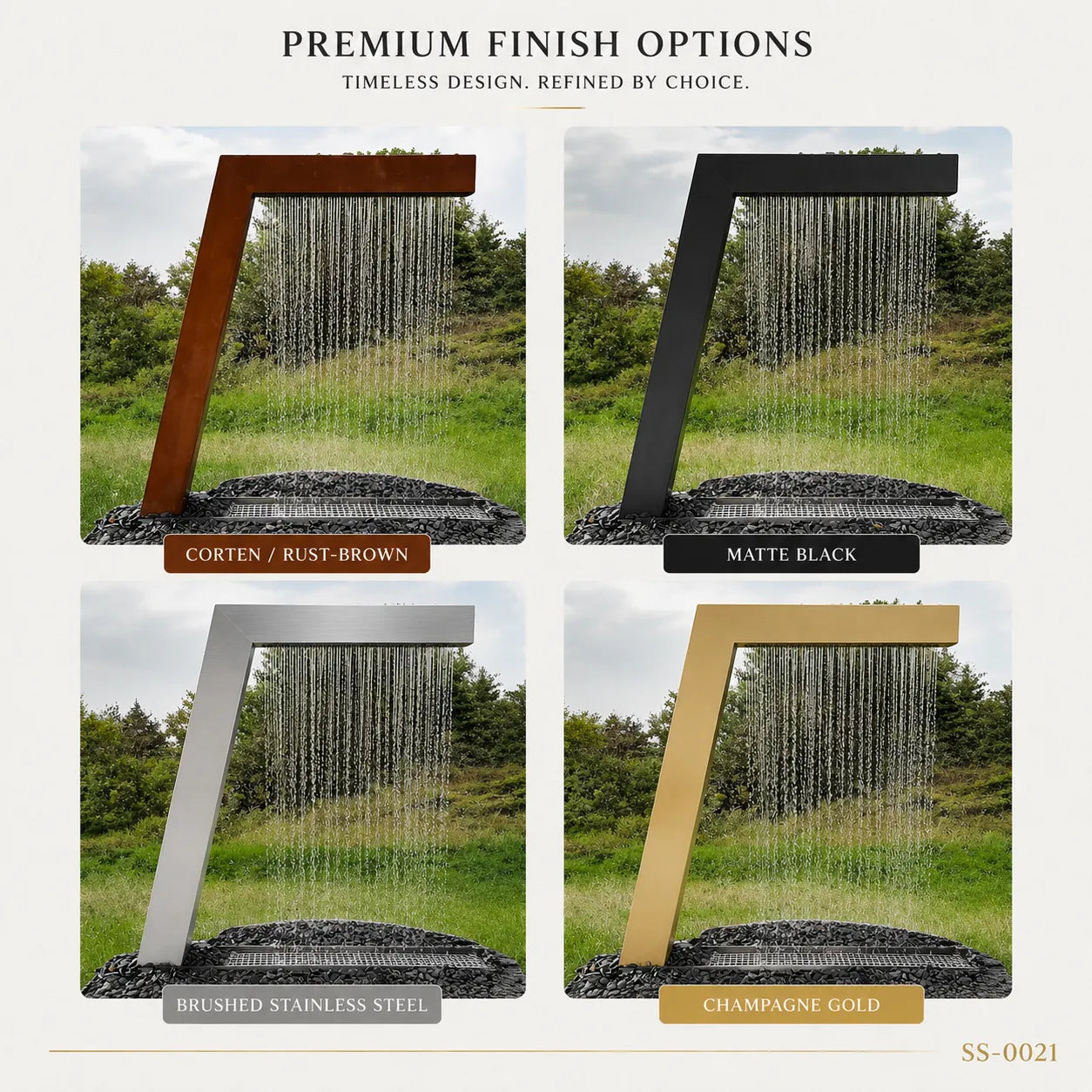 Modern Corten Steel Rain Curtain Water Sculpture