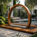 Circular Corten Steel Rain Curtain Garden Sculpture Fountain
