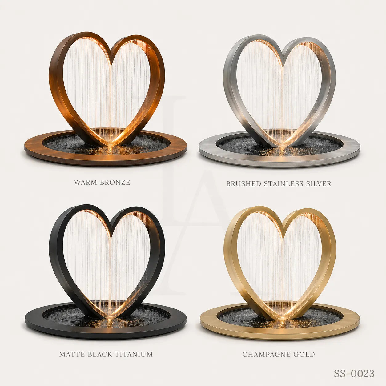 Heart-Shaped Corten Steel Rain Curtain Sculpture Fountain